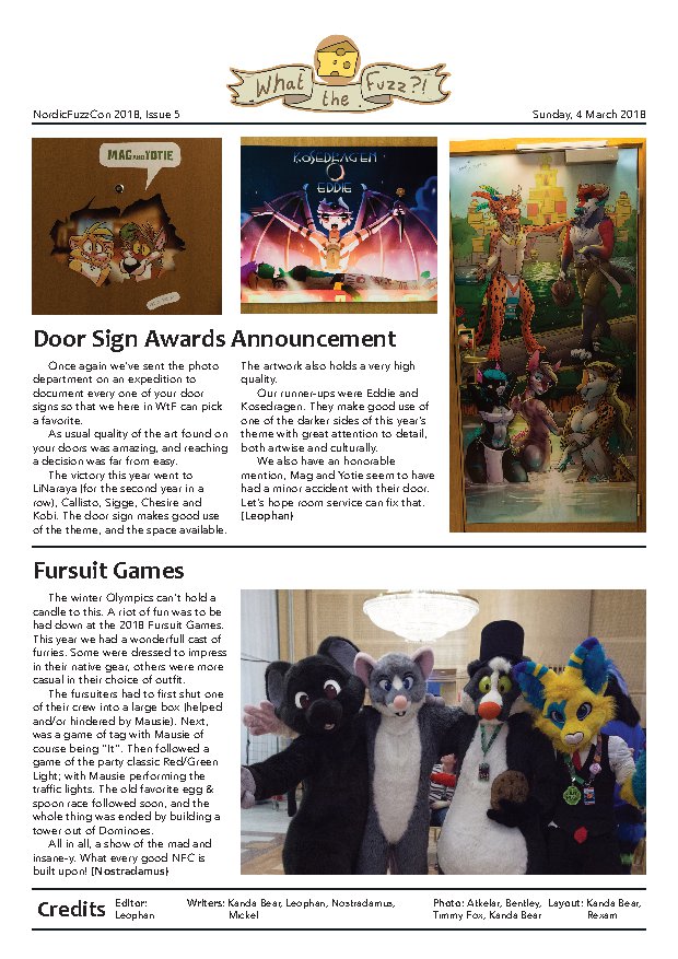 The first page of What The Fuzz issue 5 from 2018