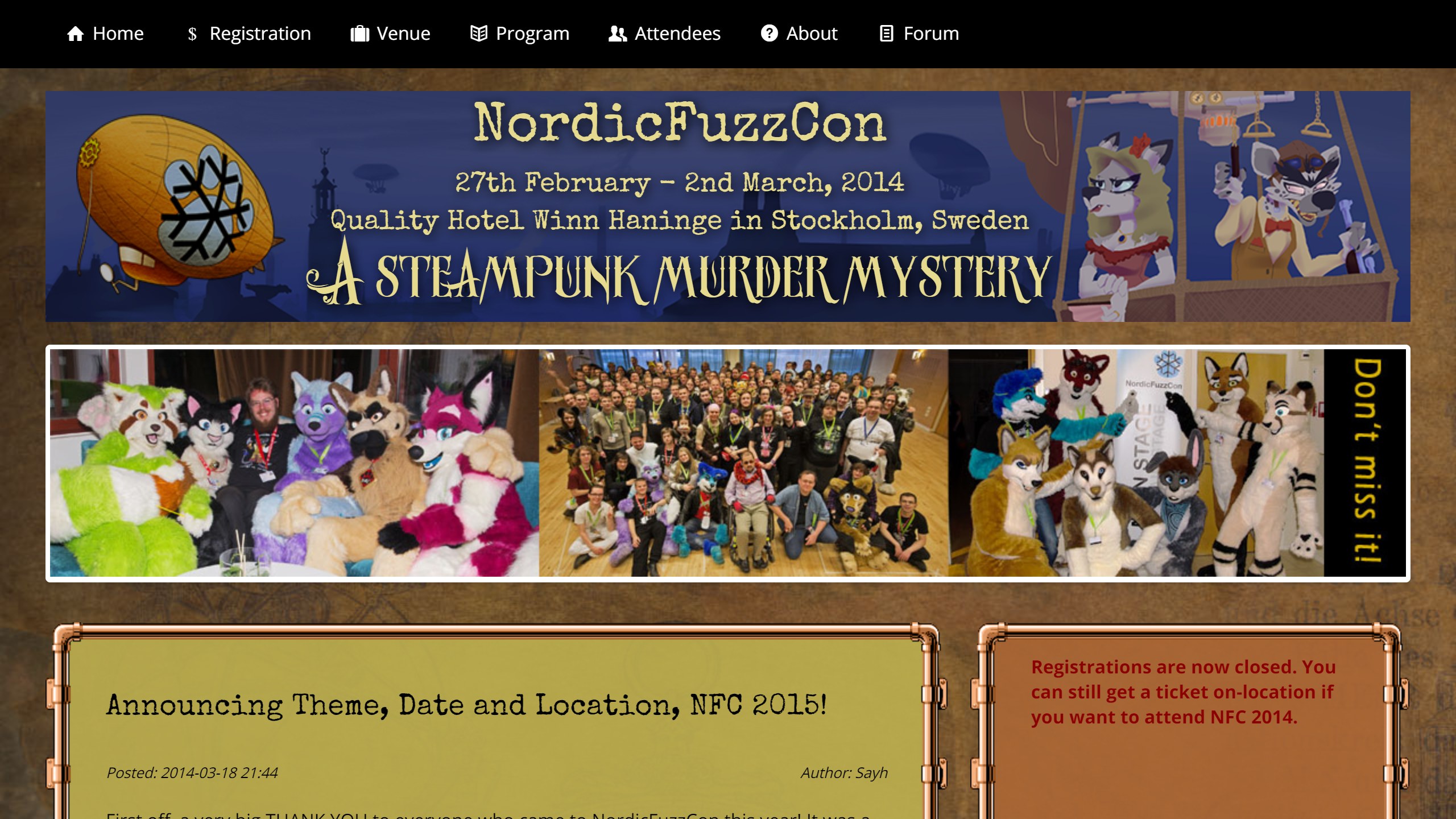 NFC 2014 main page screenshot