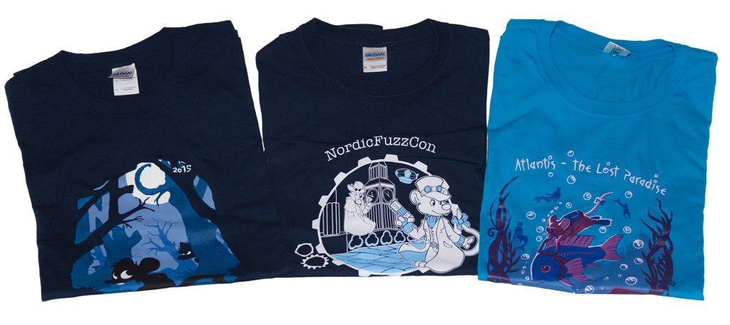 Previous years' NordicFuzzCon t-shirts!