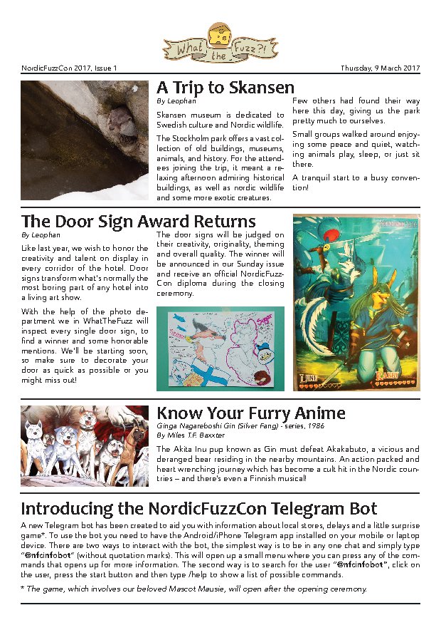 The first page of What The Fuzz issue 1 from 2017