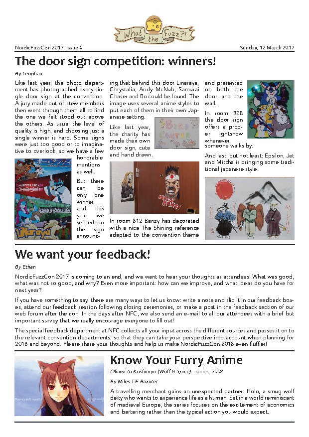 The first page of What The Fuzz issue 4 from 2017