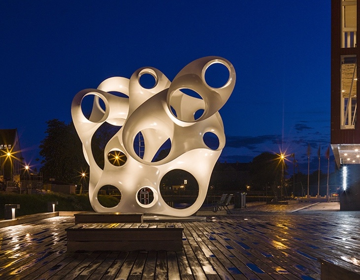 A sculpture outside the convention hotel